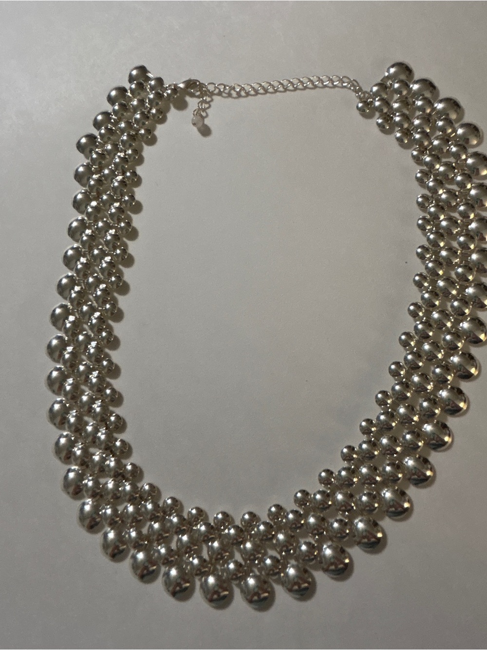 Vintage Chloe + Isabel Signed "she" Script Tag Silver Bubble Bib Necklace